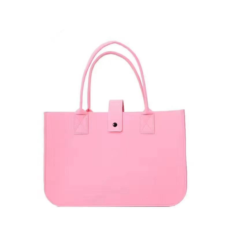 Women fashion felt fabric cloth portable commuting Tote bag large fashionable felt bag with button reusable