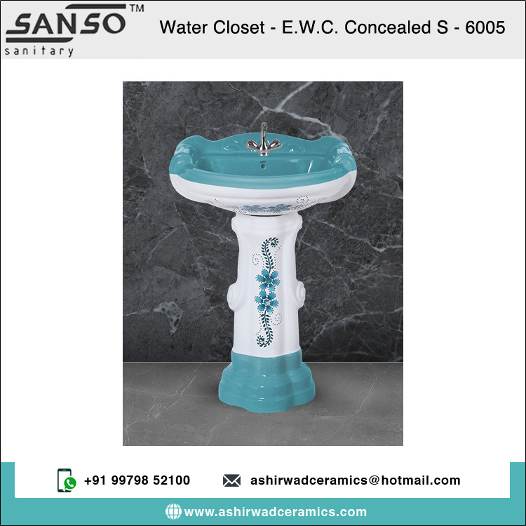 Contract Manufacturer of Ceramic Designer One Piece Pedestal Wash Basins for Hand Wash Available for Wholesale Buyers