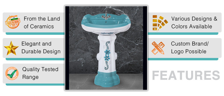 Contract Manufacturer of Ceramic Designer One Piece Pedestal Wash Basins for Hand Wash Available for Wholesale Buyers