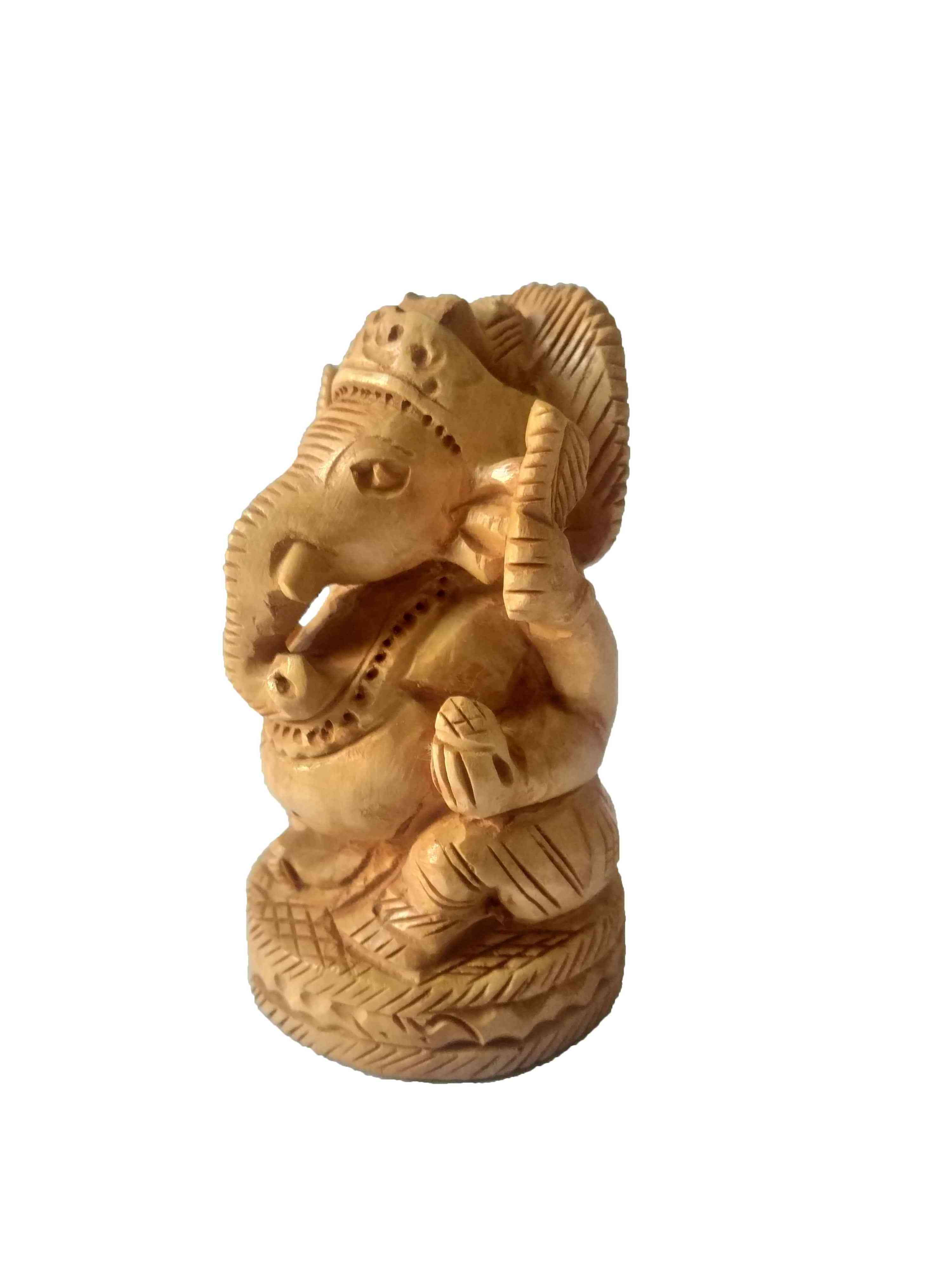 Handmade Wooden Ganesh Hindu God Statue 2x2x3Inch Wholesale Bulk Lot Sculpture Indian Religious Indian Wooden Ganesh God Idol