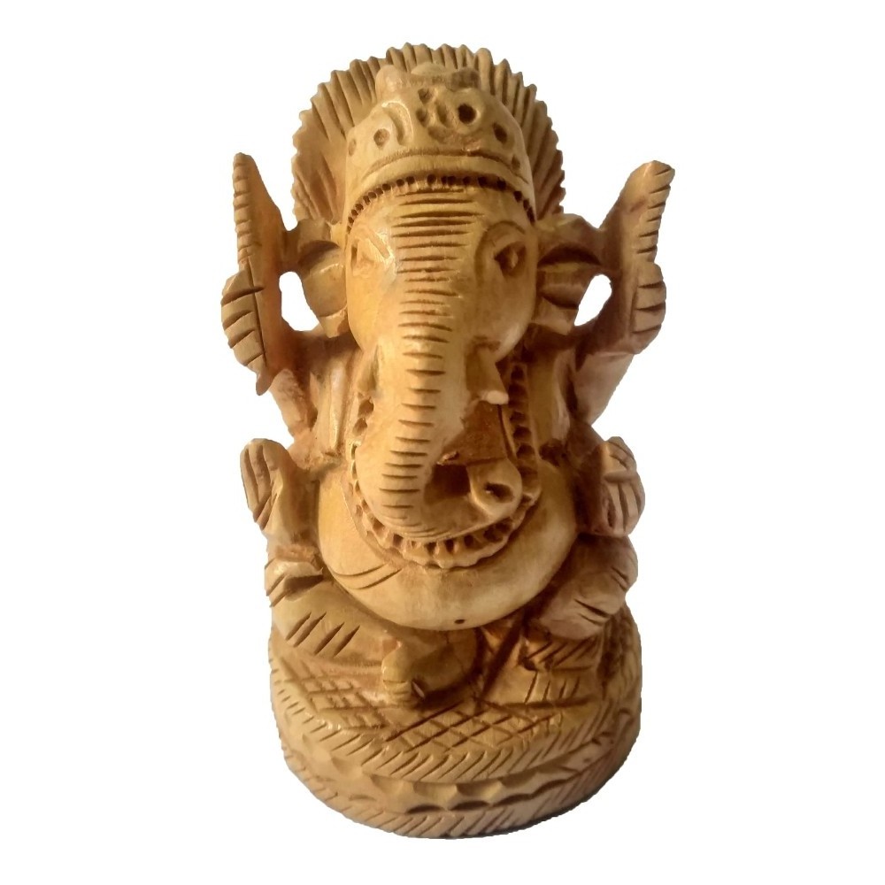 Handmade Wooden Ganesh Hindu God Statue 2x2x3Inch Wholesale Bulk Lot Sculpture Indian Religious Indian Wooden Ganesh God Idol