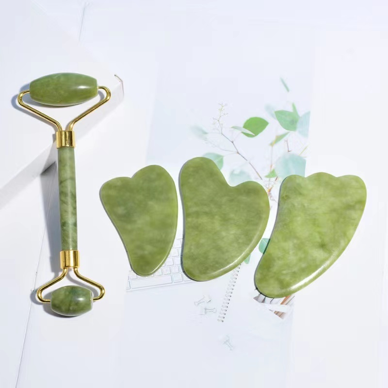 Wholesale Natural Facial Jade lifting Roller and Gua Sha Massage Tools jade roller set