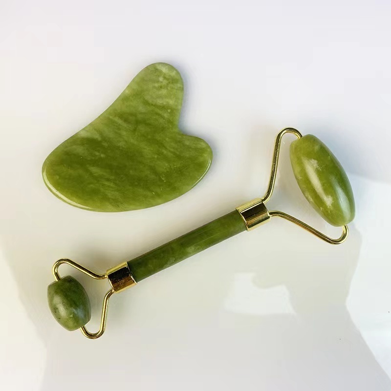 100% natural xiuyan green jade roller gua sha tools facial guasha rodillo de jade stone eye massage roller for face