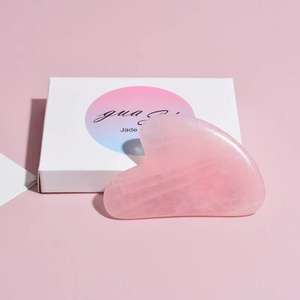 Natural Heart Shape Gua Sha Stone Tool Pink Rose Quartz Jade Gua Sha Scrapers for Face Massage