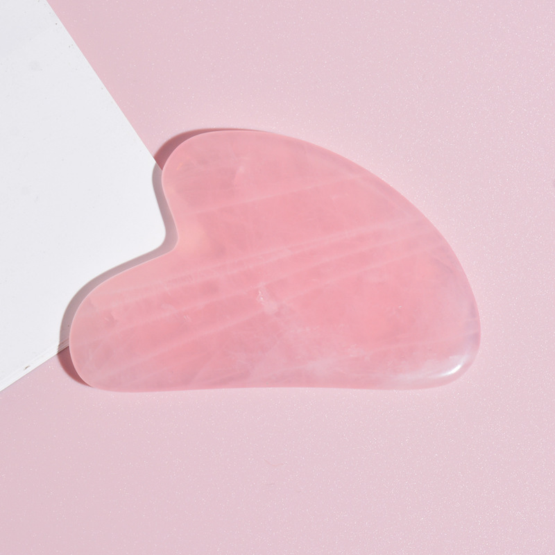 Natural Heart Shape Gua Sha Stone Tool Pink Rose Quartz Jade Gua Sha Scrapers for Face Massage