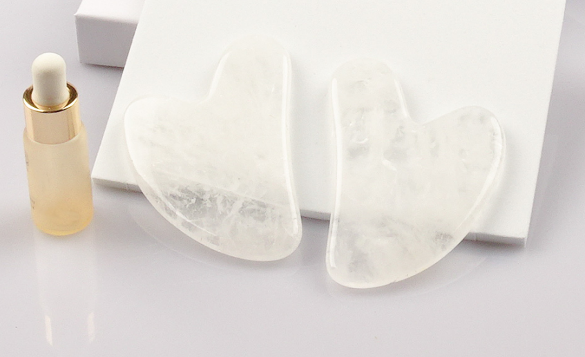 White Crystal quartz White Face Facial Massager Jade gua sha face Healthcare Massage