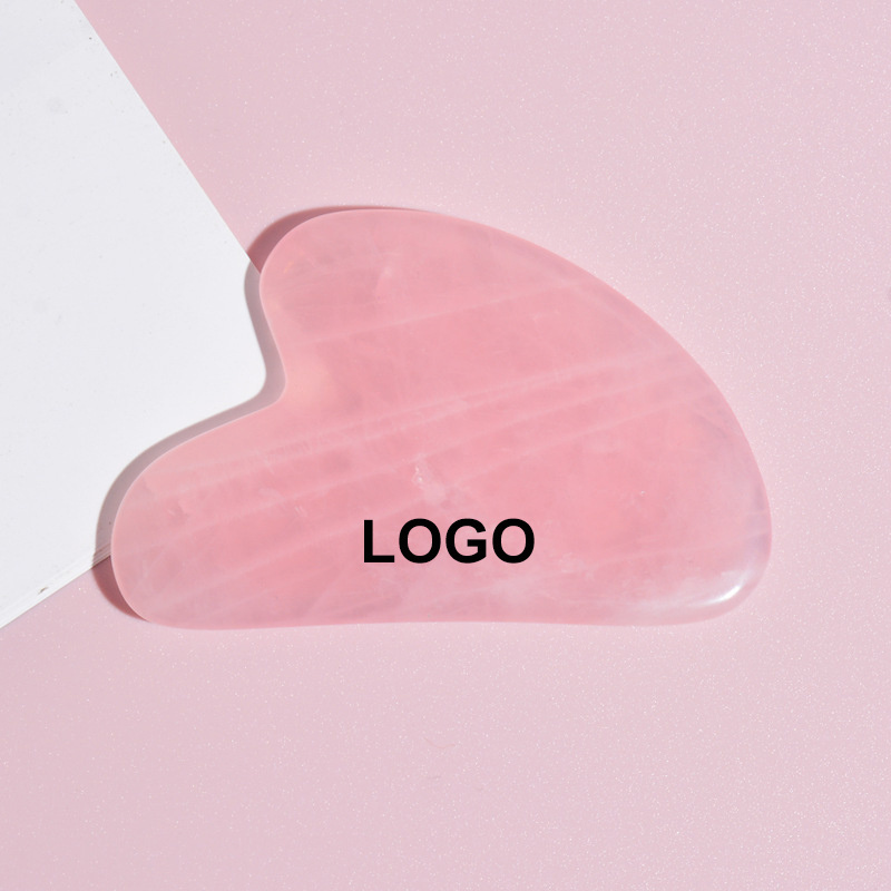 Natural Heart Shape Gua Sha Stone Tool Pink Rose Quartz Jade Gua Sha Scrapers for Face Massage