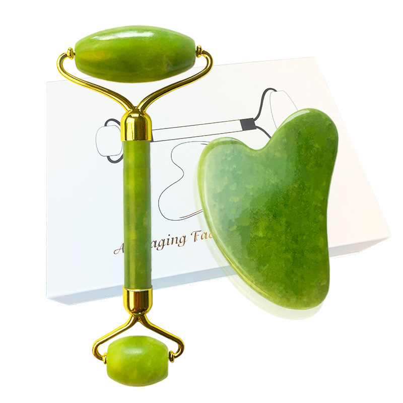 100% natural xiuyan green jade roller gua sha tools facial guasha rodillo de jade stone eye massage roller for face