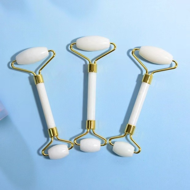 Custom logo Beauty Anti Aging gua sha stone Double head white jade roller facial and guasha manufacturer