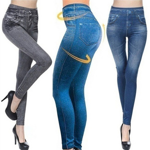 wholesale seamless ladies jeans denim leggings cheap women pants women leggings