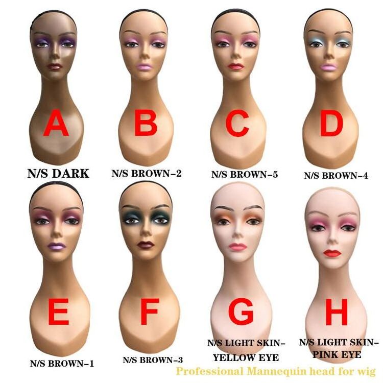 Wholesale Cheap Pvc Professional Long Neck Female Realistic Mannequin Head With Shoulders And Makeup For Wig Display