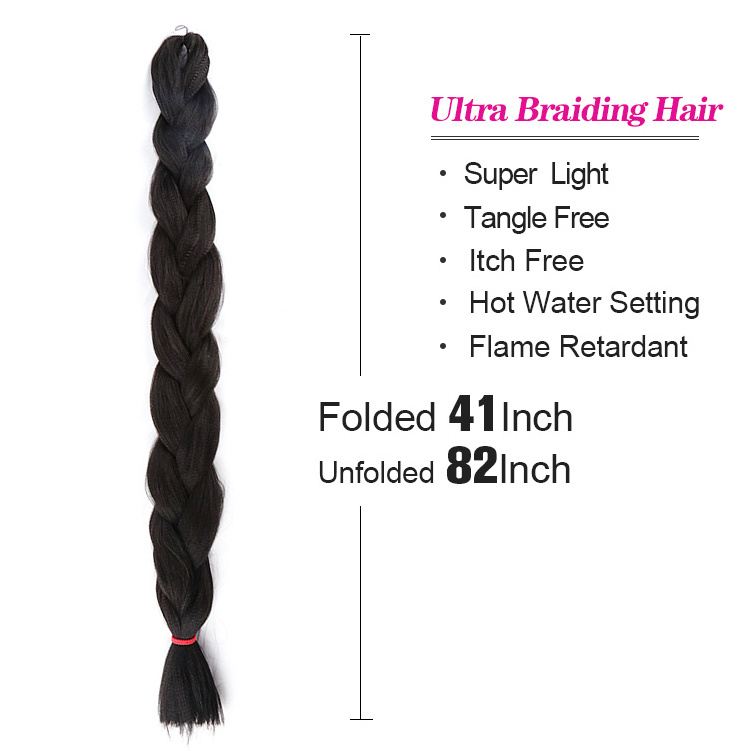 Julianna 41Inch 82 Inch 165G Hot Water Setting Flame Retardant Tangle Free Kanekalon Fiber Ultra Braid Synthetic Hair Extension