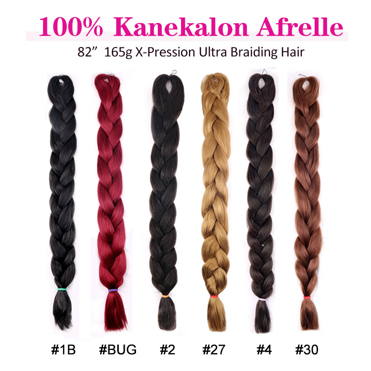 100% Kanekalon And High Temperature Fiber 82 Inch 64 Inch 165G Expression Ombre Jumbo Ultra Braid Synthetic Yaki Braiding Hair