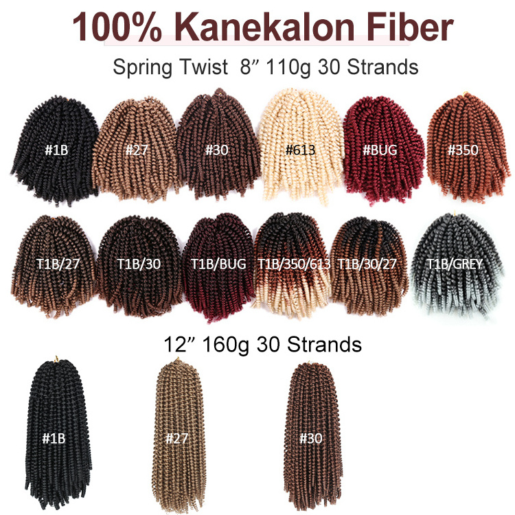 100% Kanekalon Spring Twist 8 Inch 12