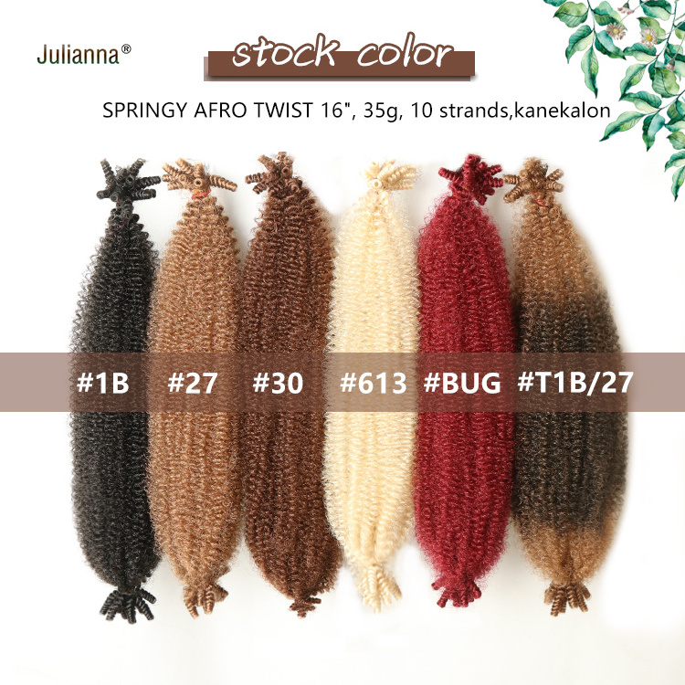 Juliana Kanekalon Afro Spring Twist 16 Inches Hair Extension Ombre Bob Red Crochet Braided Spring Hair Springy Afro Twist