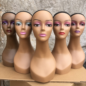 Wholesale Cheap Pvc Professional Long Neck Female Realistic Mannequin Head With Shoulders And Makeup For Wig Display