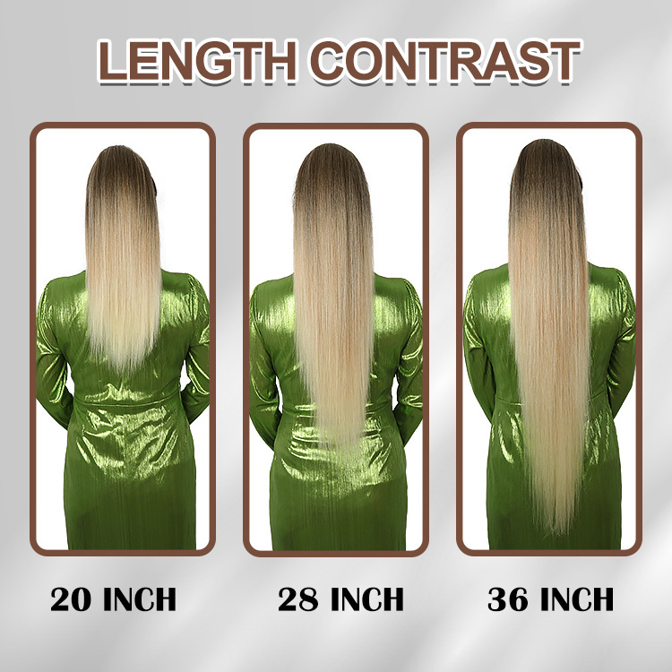 Julianna Kanekalon Futura Fiber Long Curly Brazilian Straight Hairpieces Drawstring Ponytails Hair Extensions Synthetic Ponytail