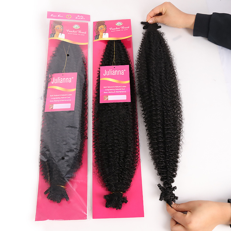 Julianna 16Inch 24Inch Kanekalon Fiber Pre-Fluffed Ghana Springy Afro Spring Twist Braid Afro Kinky Crochet Hair