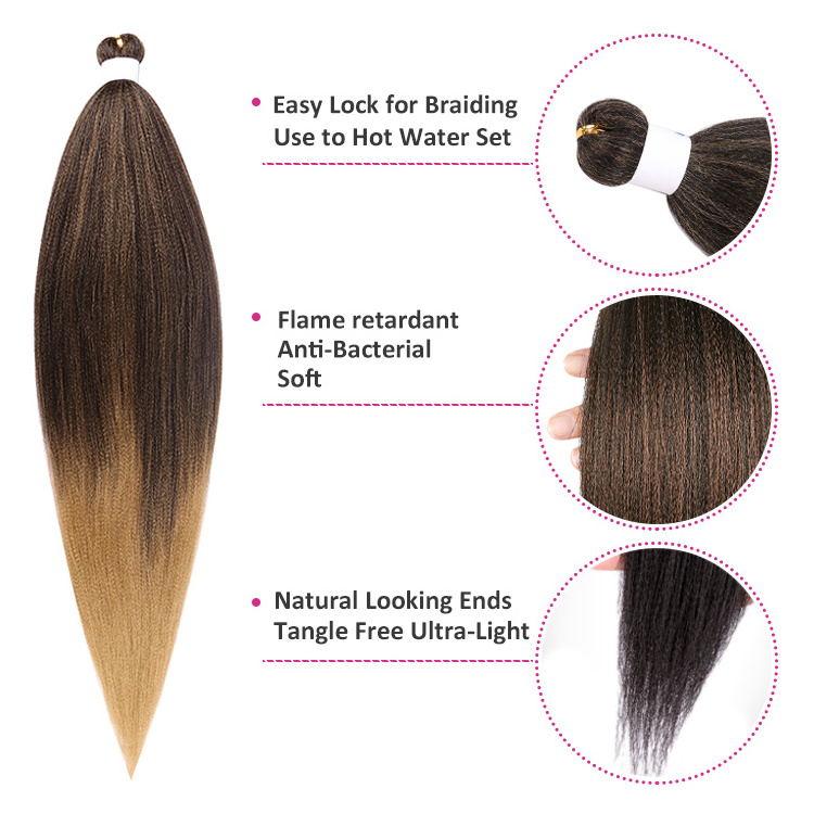 Wholesale Tangle Free Hot Water Set Synthetic Fibre Low Temperature Nonflammable 100% Kanekalon Fiber Pre Stretched Braids Hair