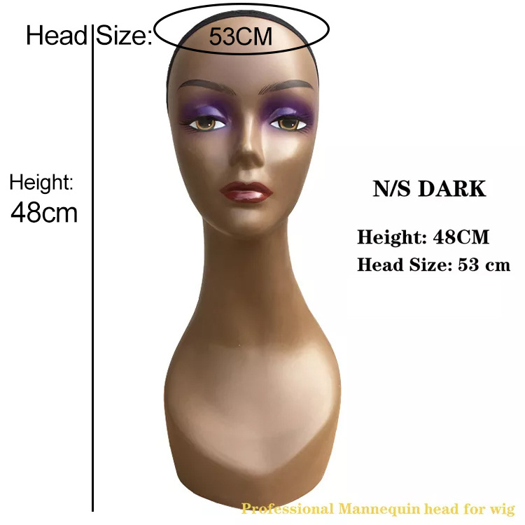 Wholesale Cheap Pvc Professional Long Neck Female Realistic Mannequin Head With Shoulders And Makeup For Wig Display