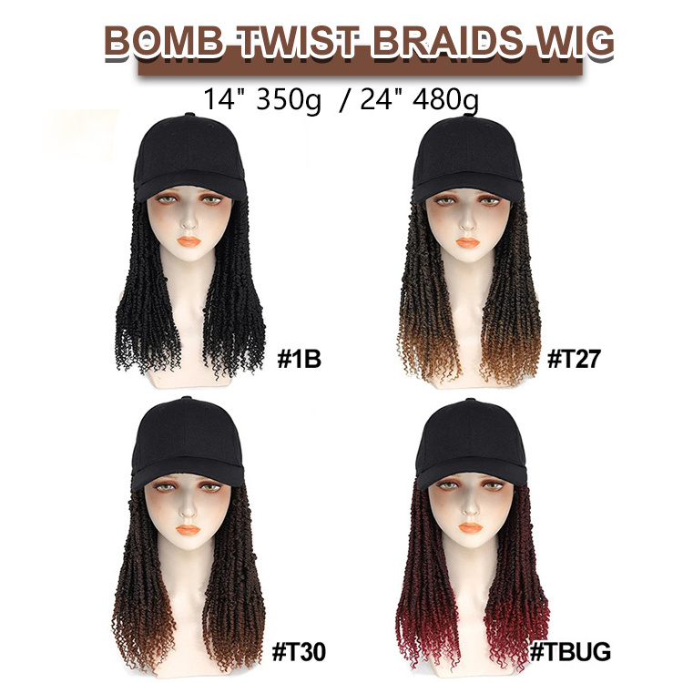 Julianna Hair Wholesale Factory Synthetic Bomb Twist Baseball Cap Wig Bomb Twist Hat Wigs