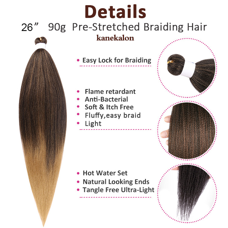 Cheap Kanekalon Itch Free Private Label Yaki Ombre Ez Braid Prestretched Pre Stretched Braiding Hair