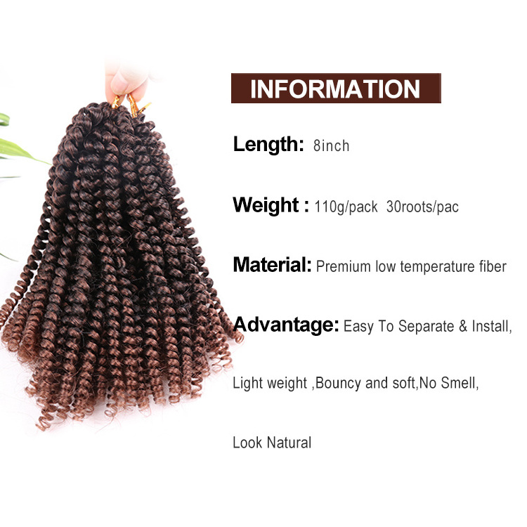 100% Kanekalon Spring Twist 8 Inch 12