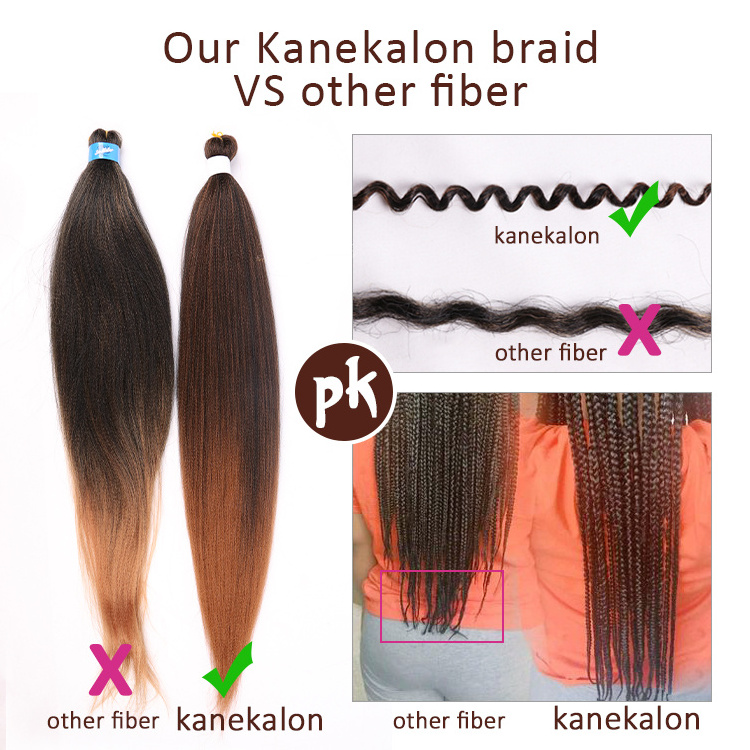 Wholesale Price Extensions Crochet For African Hair Kanekalon Ombre Braids Easy Braid Pre Stretched Synthetic Braiding Hair