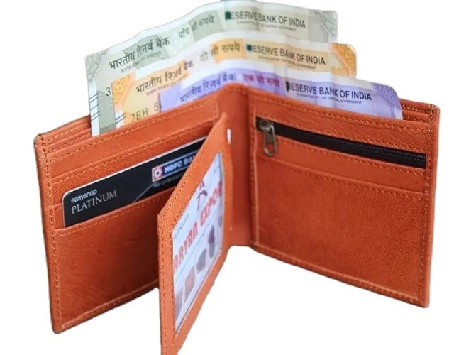 Brand Artisan Men Leather Suede Bifold Wallet Featuring Precision Hand-Stitching, Card Spaces,& Integral Coin Pouch Wallet