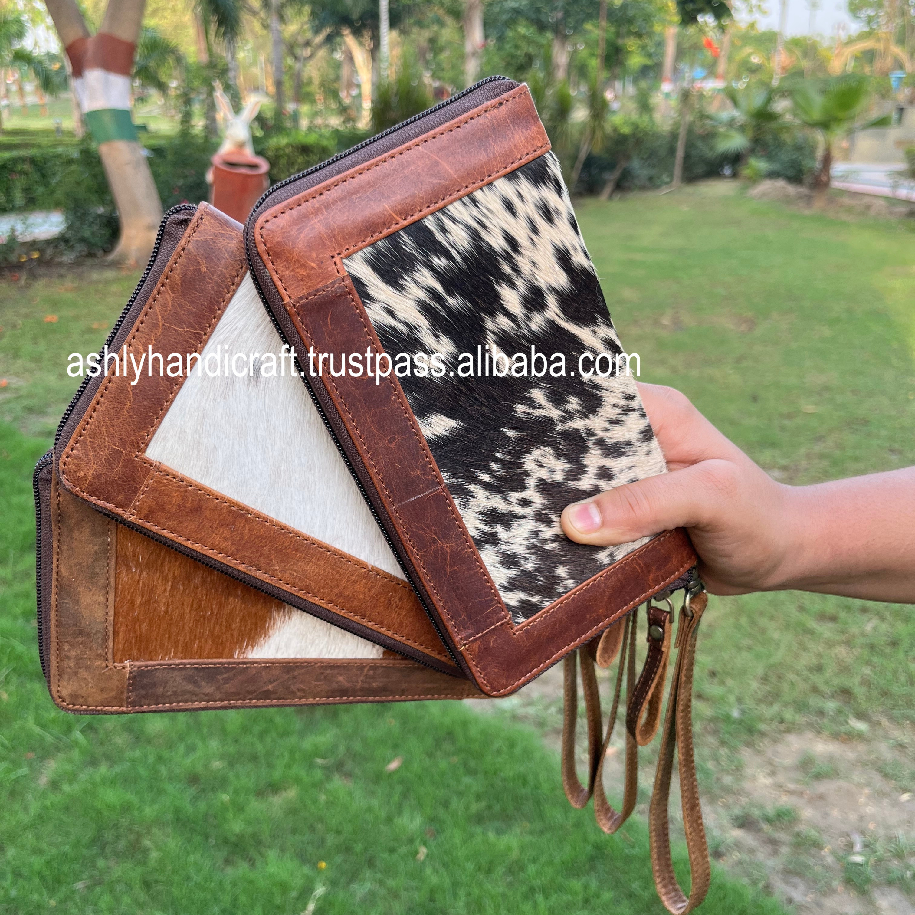 Western Style Real Cowhide Hair On Leather Clutch Stylish  Women leather Wallet High quality  Wristlet  Frame Clutch Boho Bag