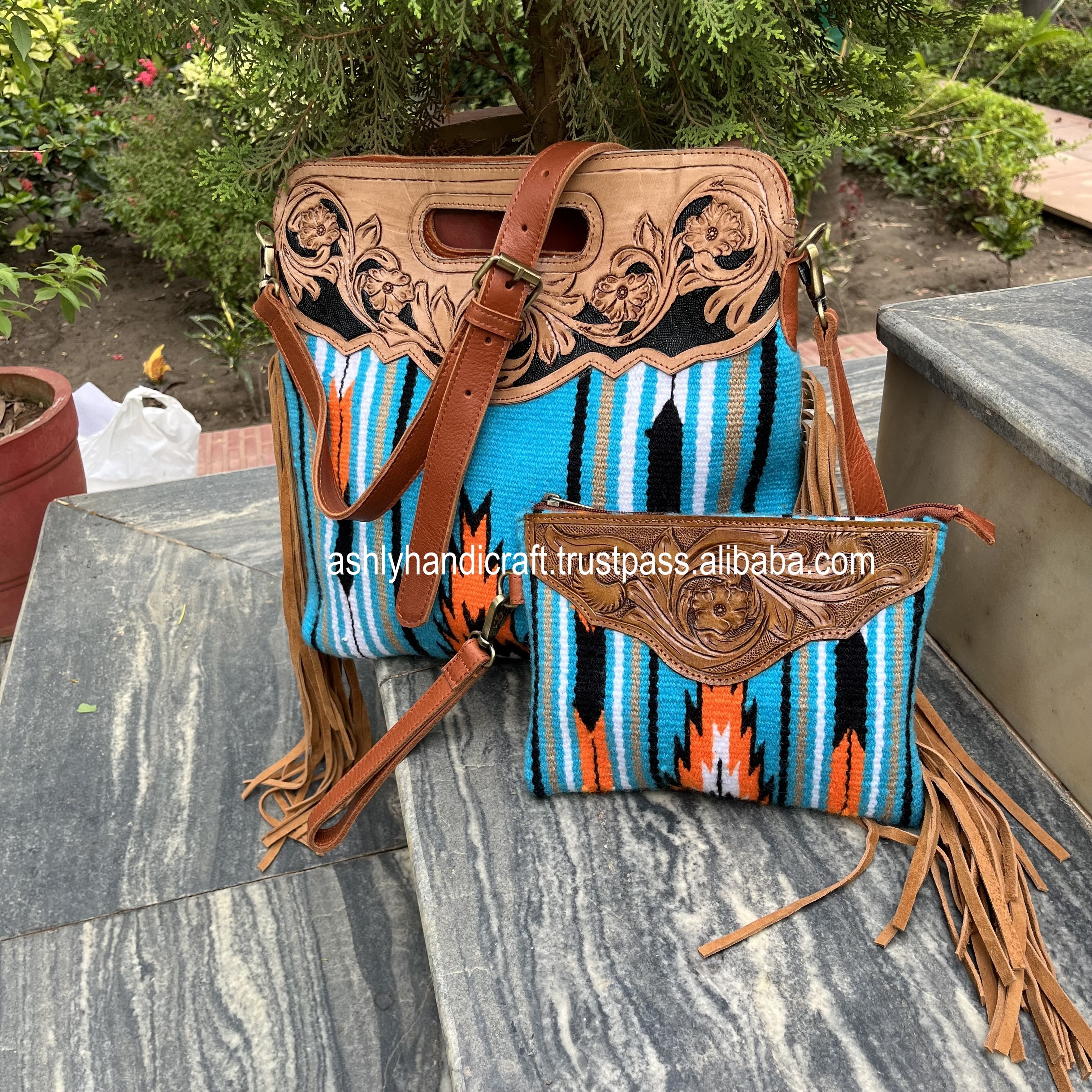 Best Designer Western Inspired Tooled Saddle Blanket Handbag for Women Includes Distinctive Wristlet Clutch Set Wide Range