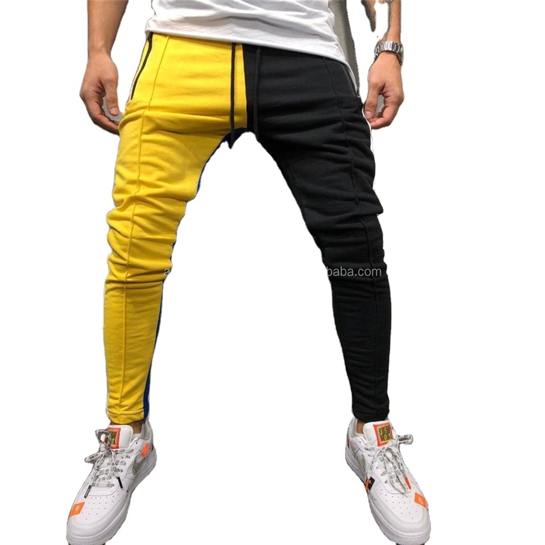 wholesale Sweatpants Blank Custom yellow black multi panels mens jogger pant Custom Printing Track Pants