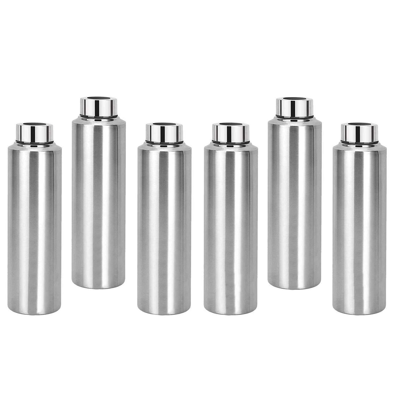 Premium Stainless Steel Water Bottle With Lid Perfect Use For Camp Fridge Bottle Gym Bottle 1 Litre (1000 ml) (Pack of 6)