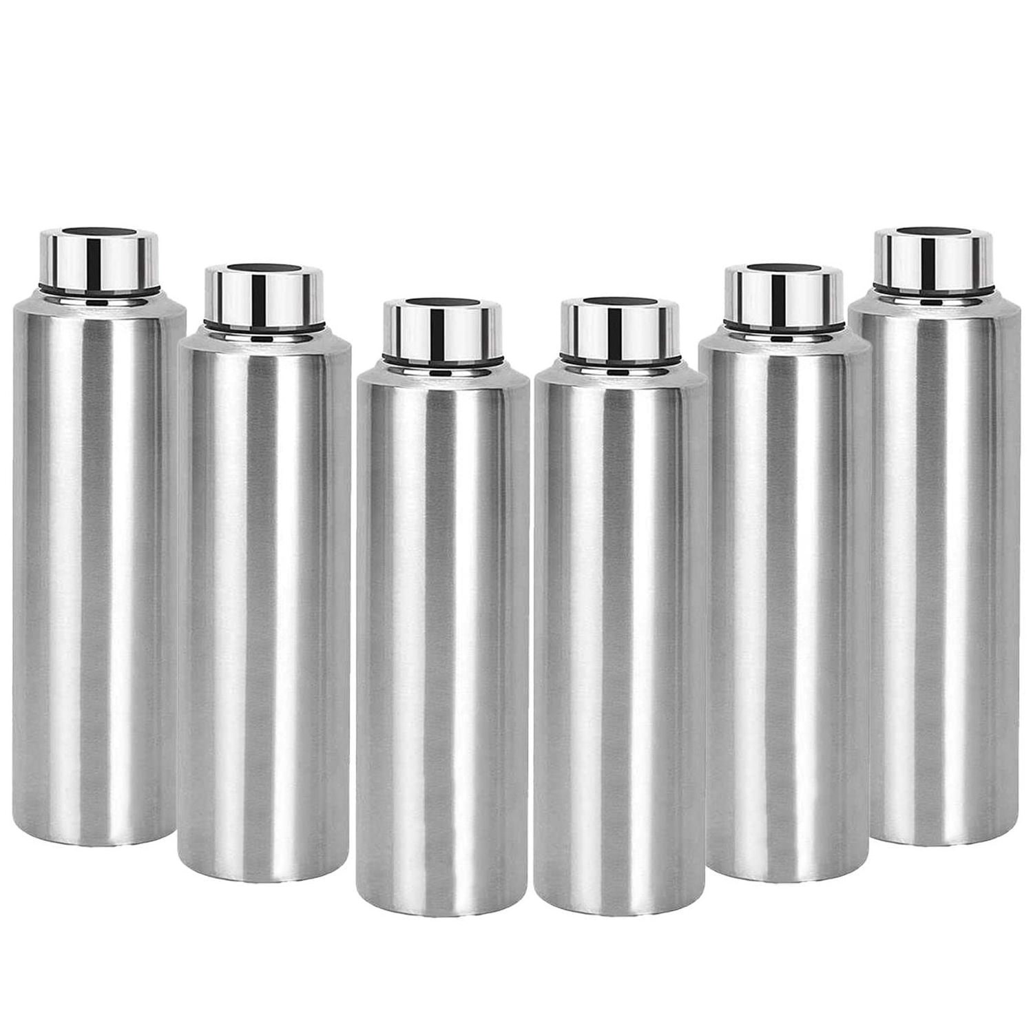 Premium Stainless Steel Water Bottle With Lid Perfect Use For Camp Fridge Bottle Gym Bottle 1 Litre (1000 ml) (Pack of 6)