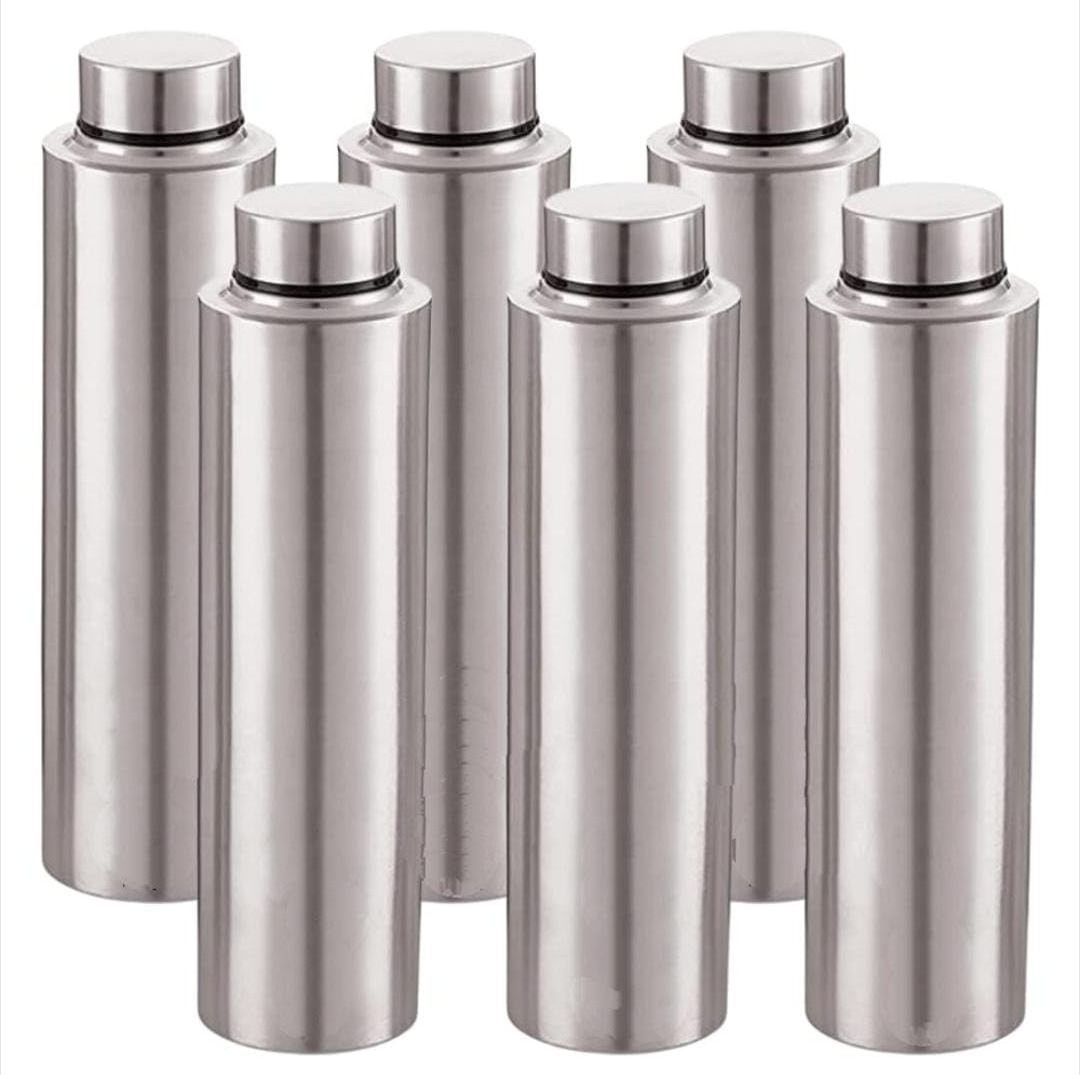 Premium Stainless Steel Water Bottle With Lid Perfect Use For Camp Fridge Bottle Gym Bottle 1 Litre (1000 ml) (Pack of 6)