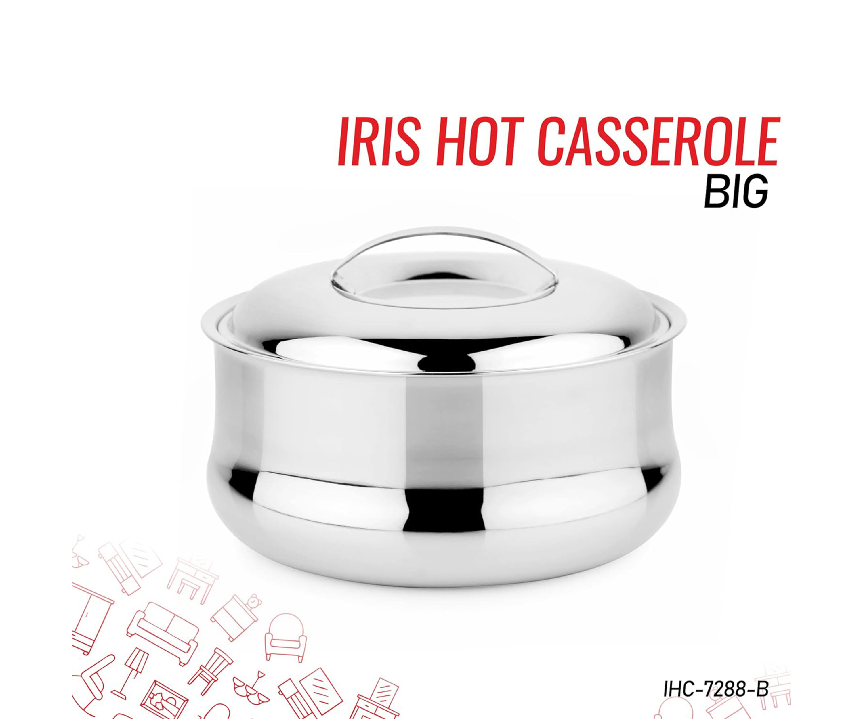 Premium Stainless Steel Casserole/Hot Pot, chapati Box/chapati Container/hot case, Chapatis/Soups/Lentils/Salads 3000ml