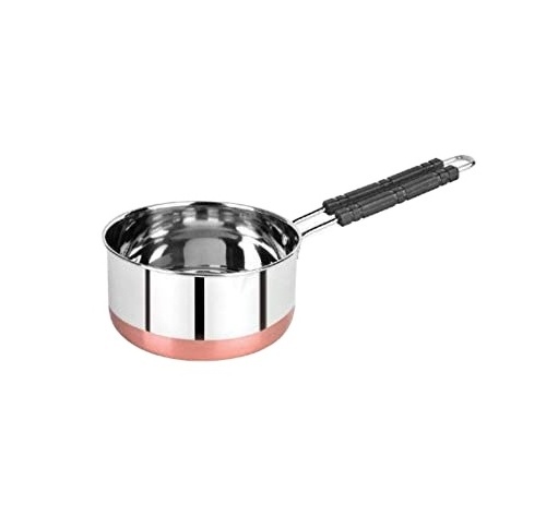 Stainless Steel Stainless Steel Copper Coated Flat Stove Bottom Sauce & Milk Pan Cook and Serve 1 pc Metal Stock Pot