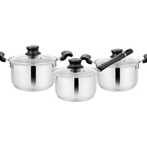 Premium Stainless Steel Induction Bottom Sapphire Cookware Family Combo Best for Cook and Serve Casserole Set of 3