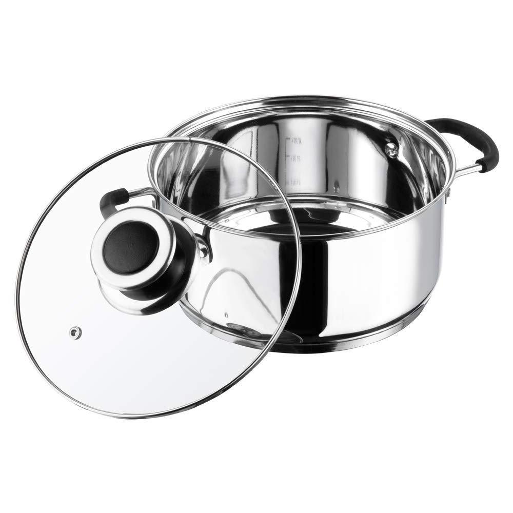 Stainless Steel Induction Friendly Classic Combo Set of 4 Pcs, Saucepan (16 cm/2.1 litres) with Lid, Saucepot 18 cm/2.7 litres