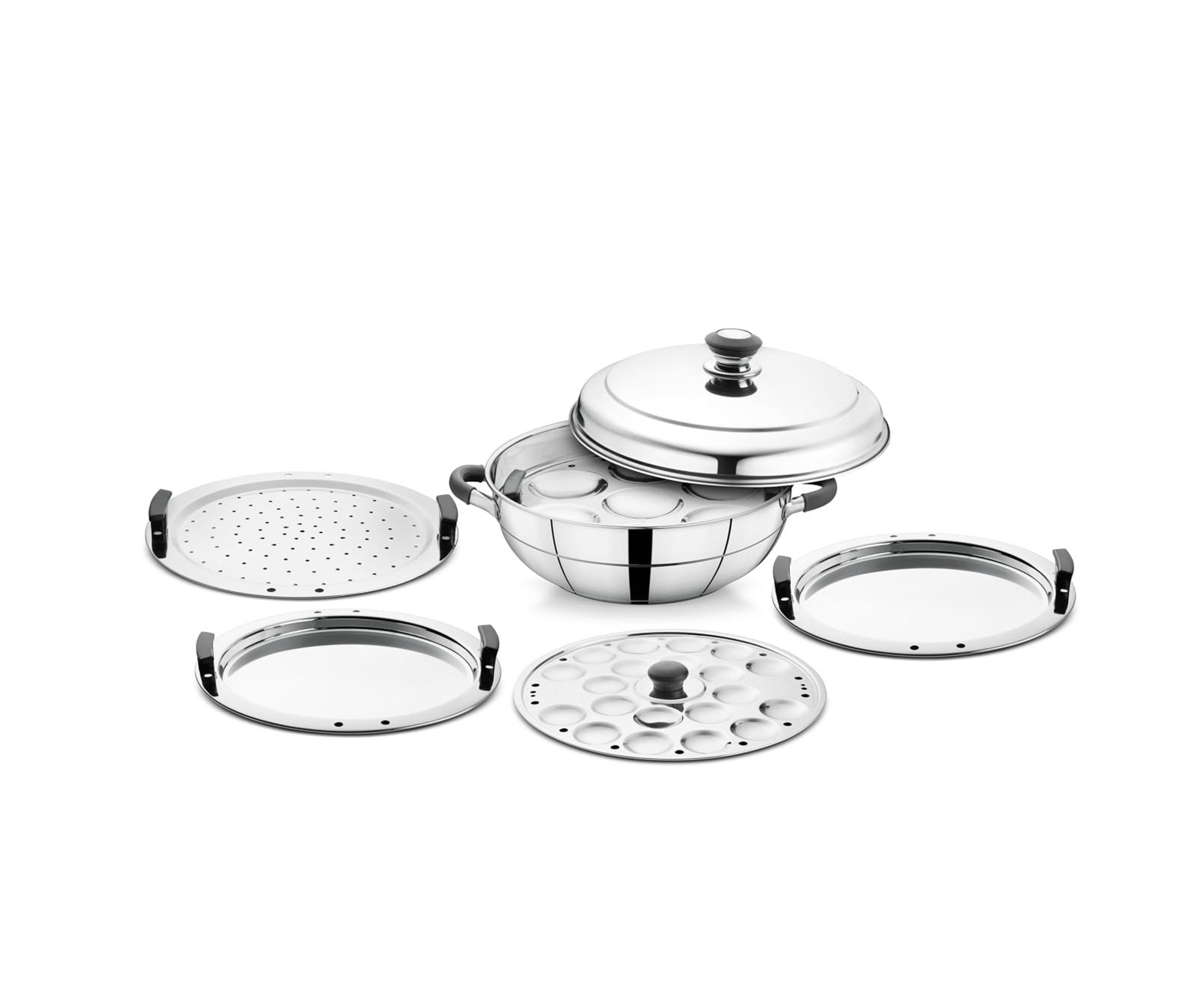 Premium Stainless Steel 8pcs Multi Cookware Set With Stainless Steel Lid Steam Plate (All Big) Steamer Set For Multiuses