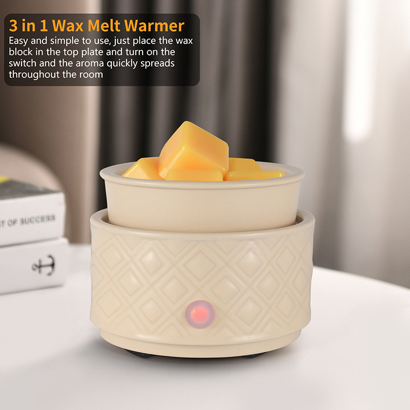 Wax Melt Warmer, Ceramic Candle Melter Melting Wax 3-in-1 Oil Burner Electric Fits Yankee Large Jar, Scented Candle Holder