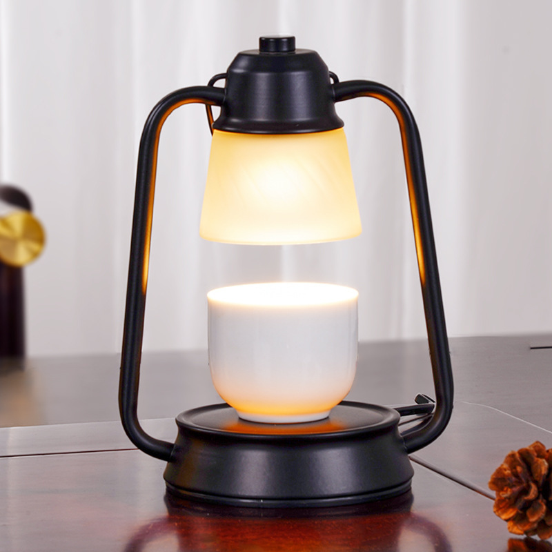 Candle Warmer Dimmable Lamp for Home Scented and Decoration, Wax Melt Candle Warmer Lantern 2 Light Bulbs Included -Black