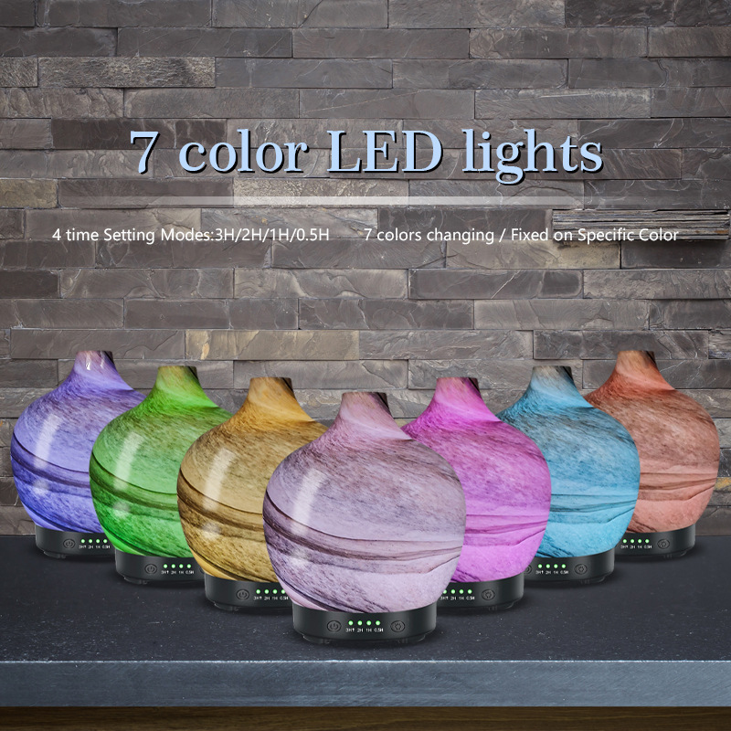 Humidifiers Scent Diffuser Household Air Aromatherapy Machine Mini Office Glass Aerosol Dispenser Seven Color 3D Light Diffuser