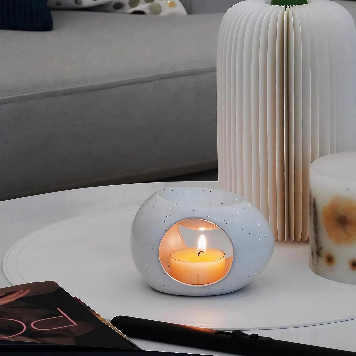 Lovely Big Face Design Fragrance Wax Melt Warmer Tealight Candle Holder Ceramic Oil Burner Aroma Diffuser