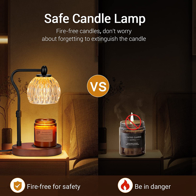 Dimmable Candle Warmer Lamp 2H/4H/8H Timer, Adjustable Height Wax Melter Lamps for Home Decor, Glass Candle Warmer Gifts