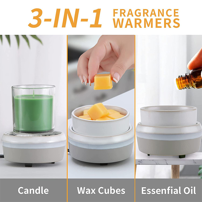 Ceramic Candle Warmer 2 in 1 Candle and Fragrance Warmer Wax Melts and Tarts Air Freshener for Scented Candle Wax Burner Gift