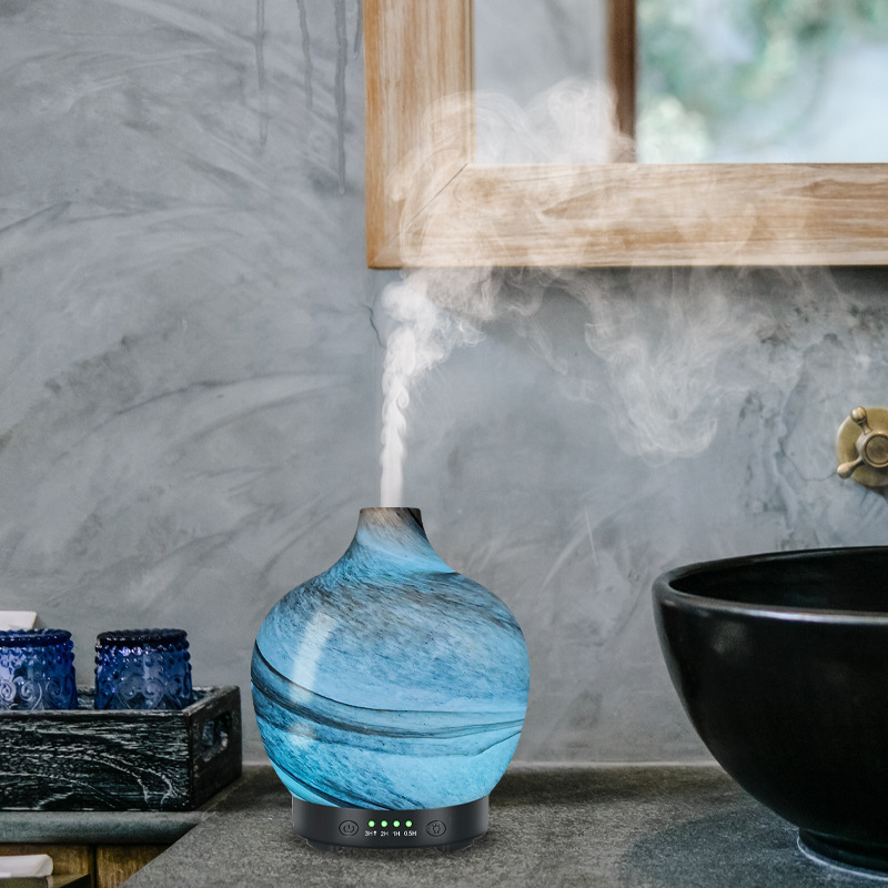 Humidifiers Scent Diffuser Household Air Aromatherapy Machine Mini Office Glass Aerosol Dispenser Seven Color 3D Light Diffuser