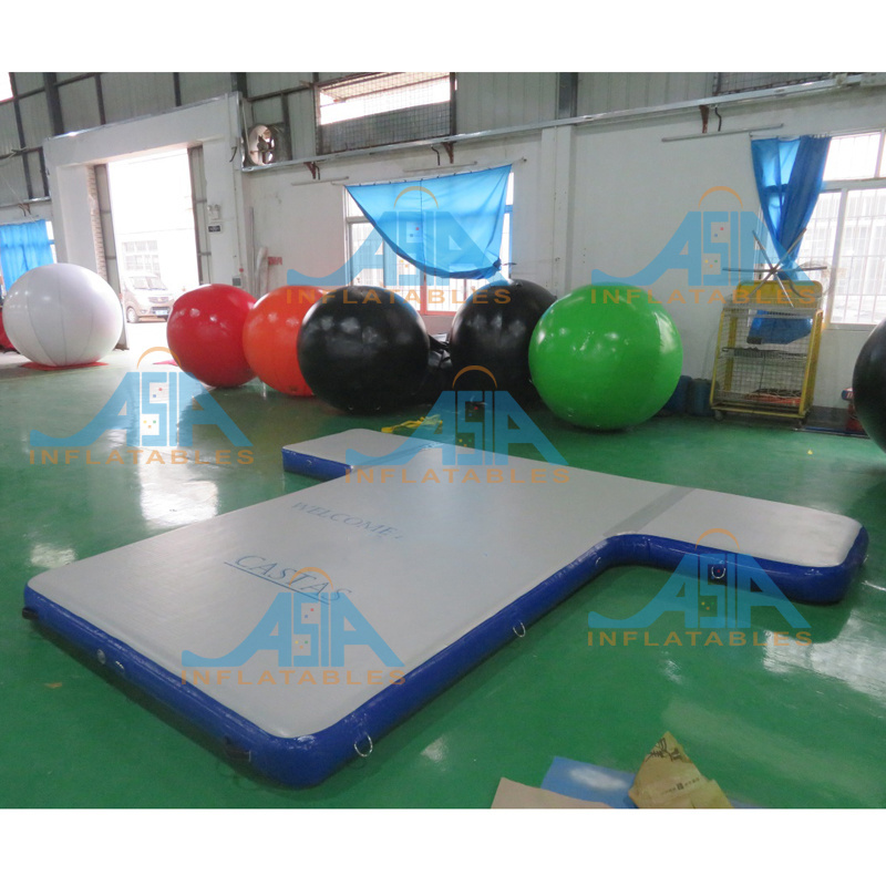 CUSTOM drop stitch T shape Motor Boat station jetski inflatable jet ski dock, floating water floating platform