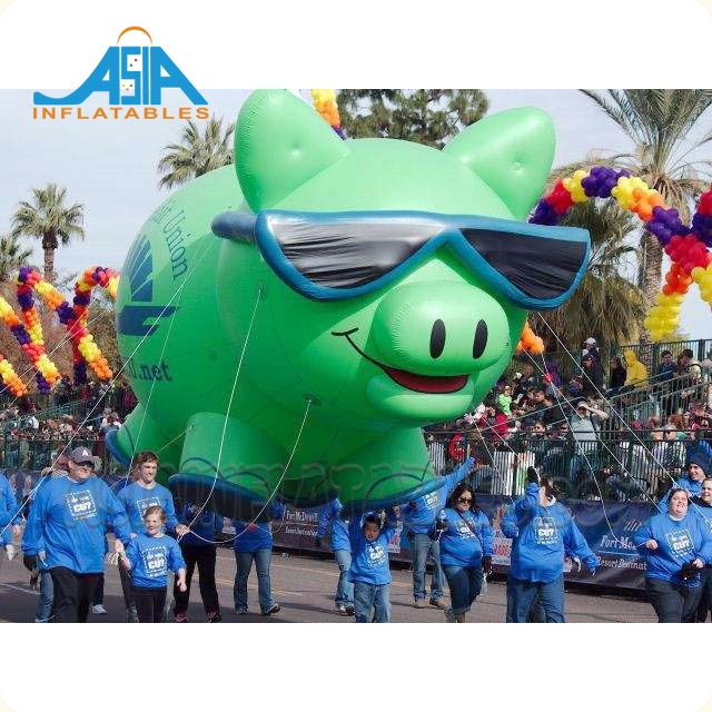 Giant Custom Inflatable Green Pig Helium Balloon / PVC Balloons For Parade/ Inflatable Pink Pig Balloon For Advertising