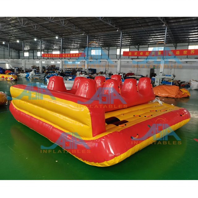 New Design Inflatable Towable Banana Slider Flying Floating Water Bike Pedal Boat For 9 Riders